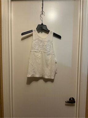 White Crochet Yoke Tank Top